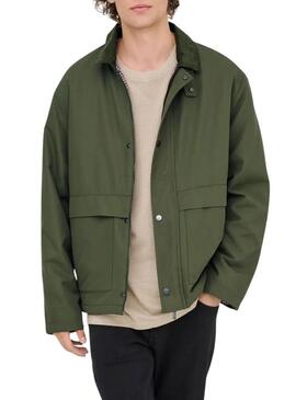 Cappotto verde Only and Sons Kosmo per uomo