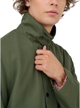 Cappotto verde Only and Sons Kosmo per uomo