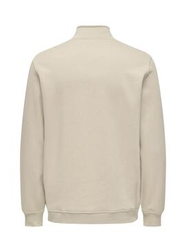 Felpa Only and Sons Curated Zip beige per uomo
