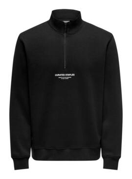 Felpa Only and Sons Curated Zip nera per uomo