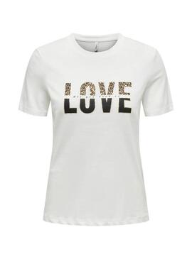 Maglietta Only Tanya Love bianca per donna.