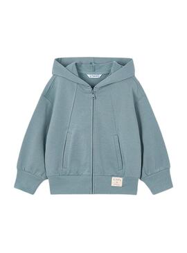 Felpa con zip blu Mayoral per bambina