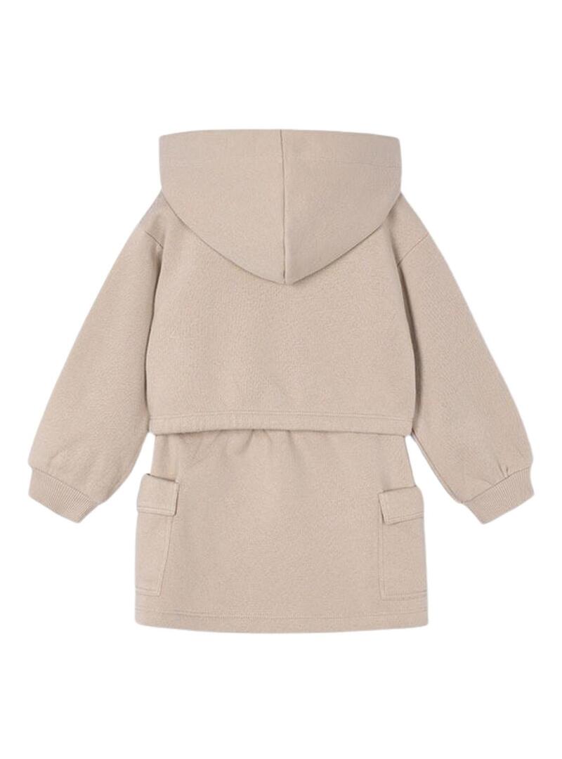 Set Mayoral felpa e gonna cargo beige bambina