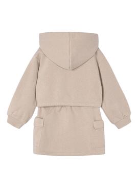 Set Mayoral felpa e gonna cargo beige bambina