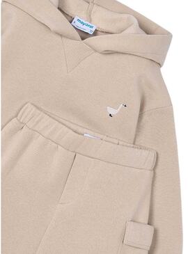 Set Mayoral felpa e gonna cargo beige bambina