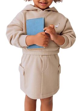 Set Mayoral felpa e gonna cargo beige bambina