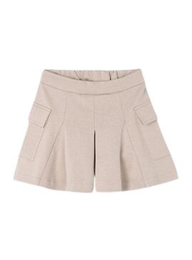 Gonna-pantaloni Mayoral in maglia beige per bambina