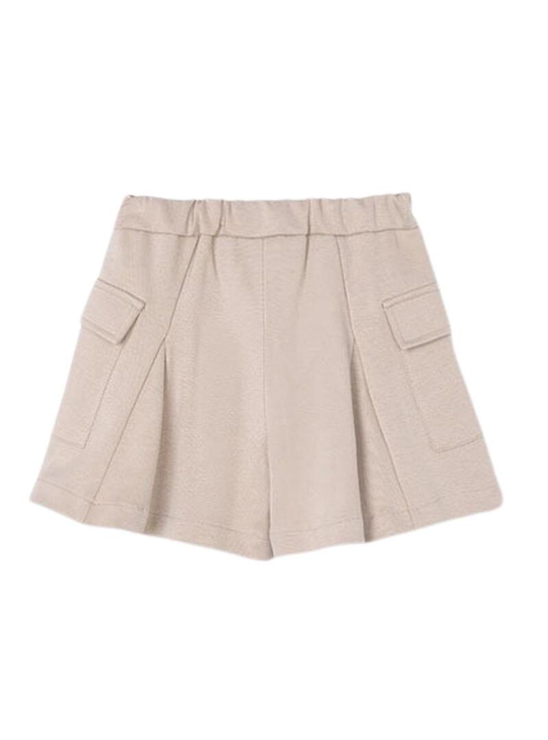 Gonna-pantaloni Mayoral in maglia beige per bambina