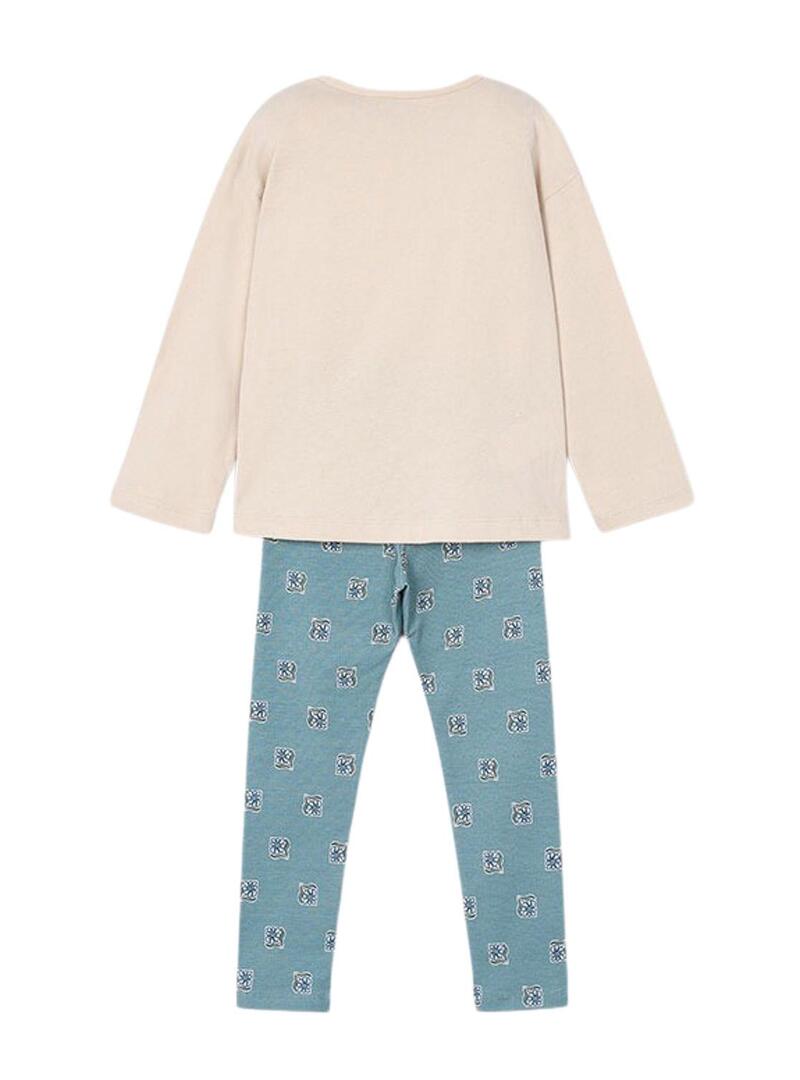 Set Mayoral leggings blu e maglietta per bambina.