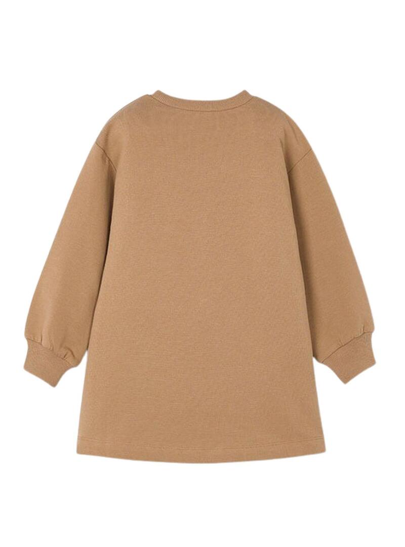 Abito Mayoral in felpa a campana color cammello per bambina