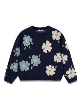 Maglia Mayoral jacquard fiori marini per bambina.