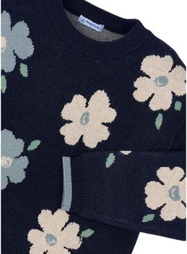 Maglia Mayoral jacquard fiori marini per bambina.