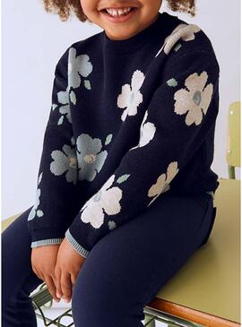 Maglia Mayoral jacquard fiori marini per bambina.