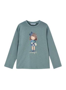 Maglia Mayoral grafica verde per bambina