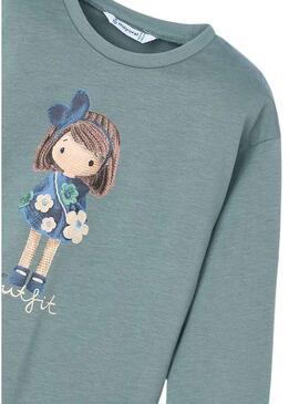 Maglia Mayoral grafica verde per bambina