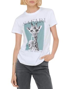 Maglietta Only Vibe Giraffa bianca per donna.