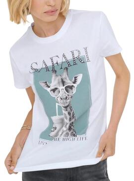 Maglietta Only Vibe Giraffa bianca per donna.