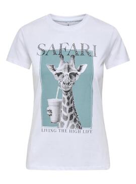 Maglietta Only Vibe Giraffa bianca per donna.