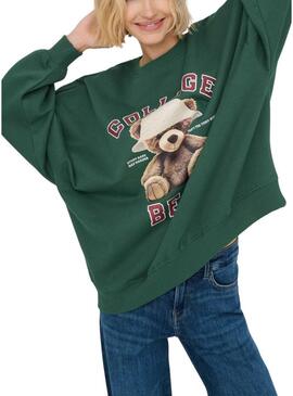 Felpa Only Bila Bear verde per donna