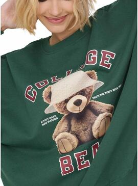 Felpa Only Bila Bear verde per donna