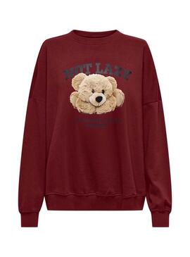 Felpa Only Bila Bear bordeaux per donna