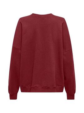 Felpa Only Bila Bear bordeaux per donna