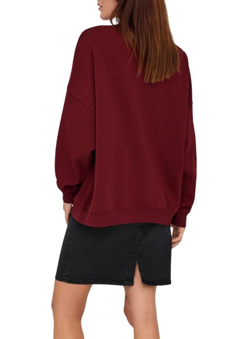 Felpa Only Bila Bear bordeaux per donna