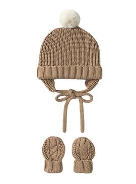 Set Mayoral berretto e guanti marrone per bambino