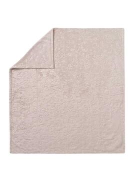 Set Mayoral in coperta e passegino beige per neonato.
