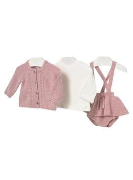 Set Mayoral gonna 3 pezzi rosa per neonato.
