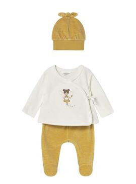 Set Mayoral 3 pezzi calzamaglia giallo neonato