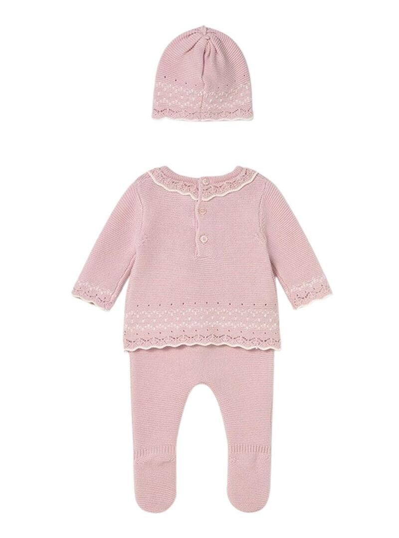 Set Mayoral 3 pezzi in maglia rosa per bambini.