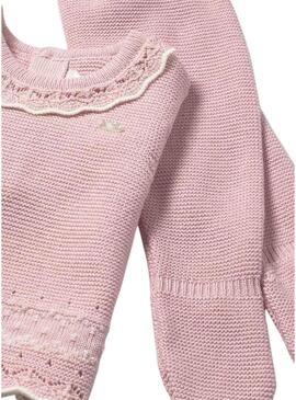Set Mayoral 3 pezzi in maglia rosa per bambini.