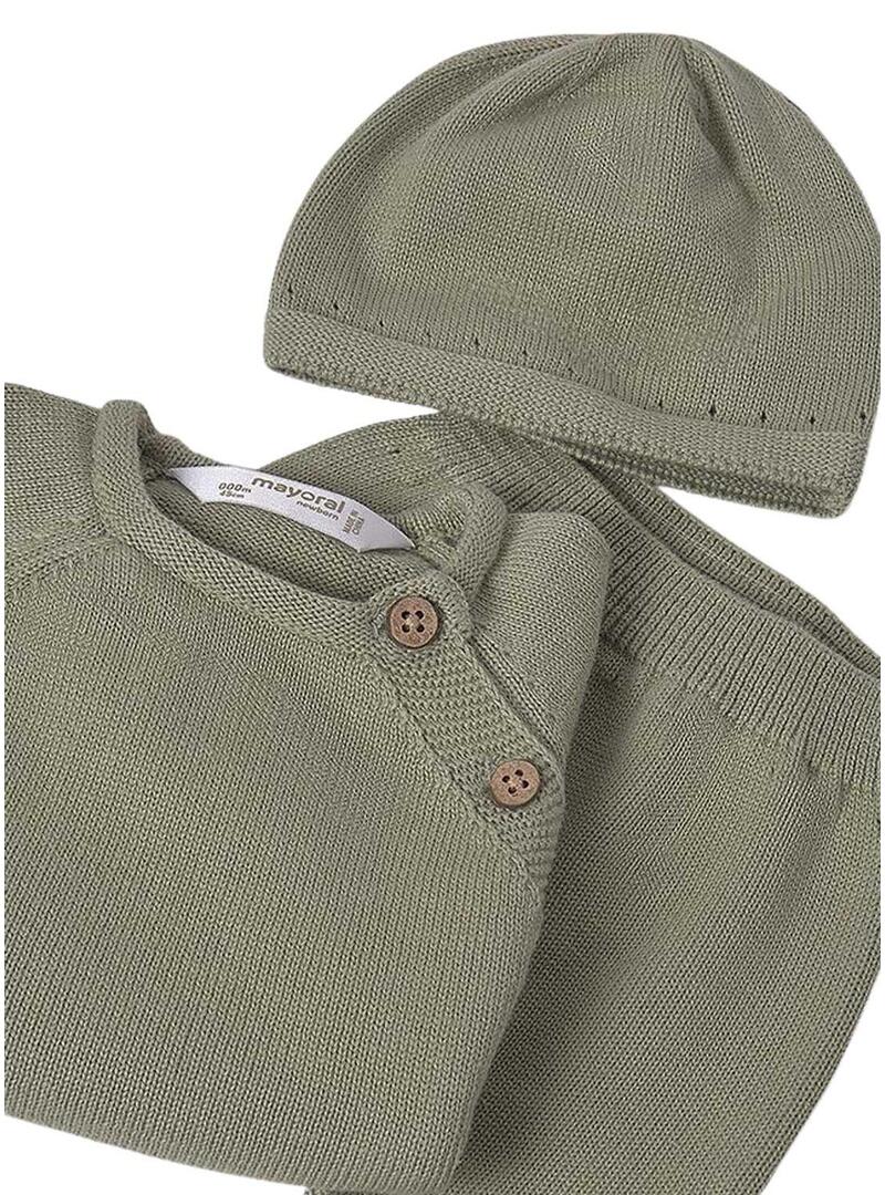 Set regalo 3 pezzi Mayoral in maglia verde per neonati.