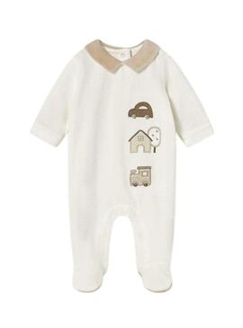 Pigiama Mayoral in pile beige con collo per bambini