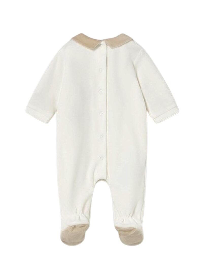 Pigiama Mayoral in pile beige con collo per bambini