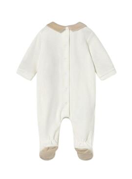 Pigiama Mayoral in pile beige con collo per bambini