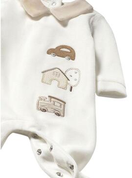 Pigiama Mayoral in pile beige con collo per bambini