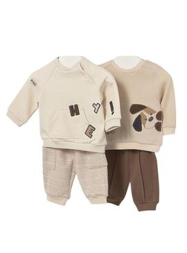 Set Mayoral 4 pezzi marrone per neonato.