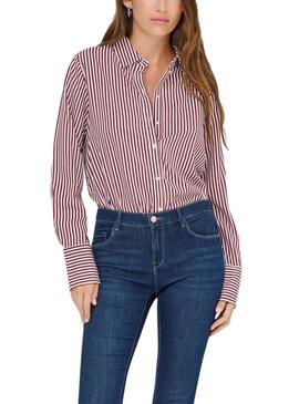 Camicia Only Berit rossa e bianca per donna