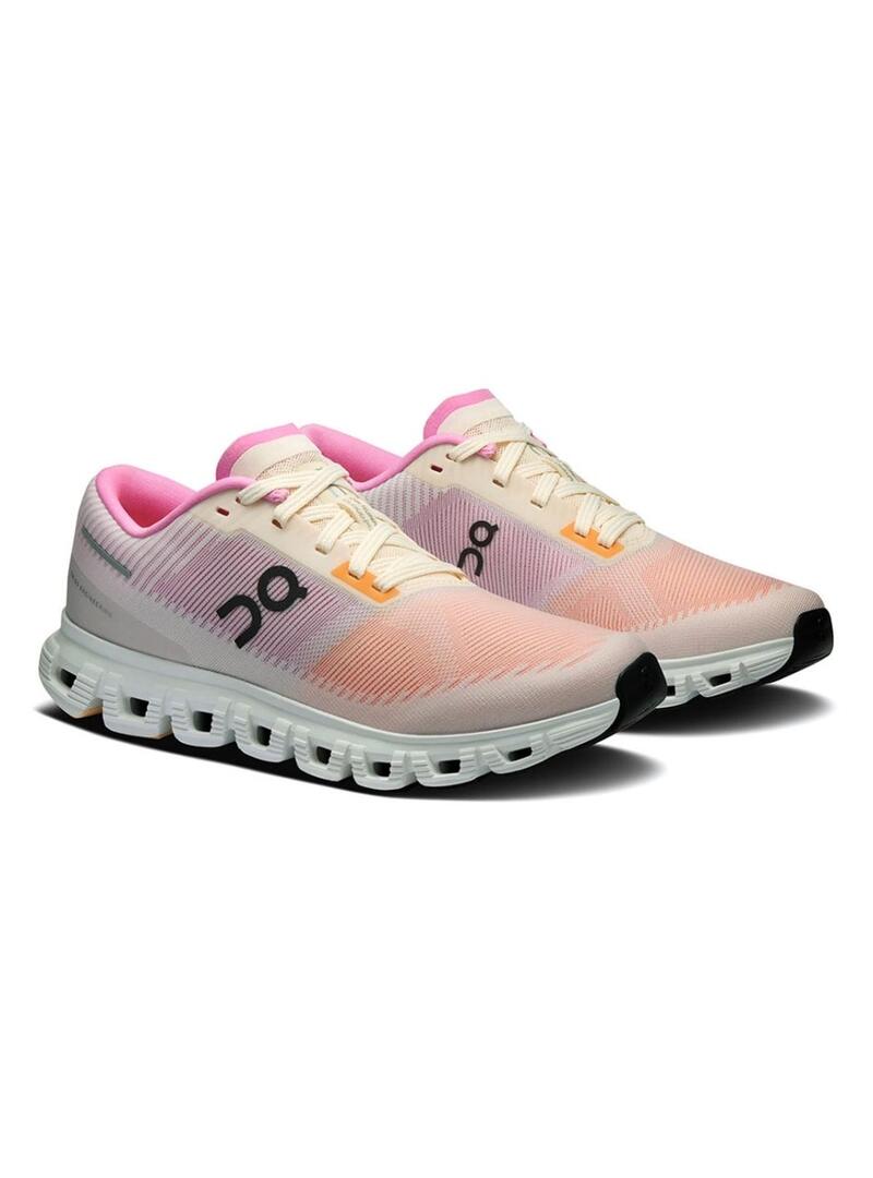 Sneakers On Cloud 6 rosa e arancioni per donna.