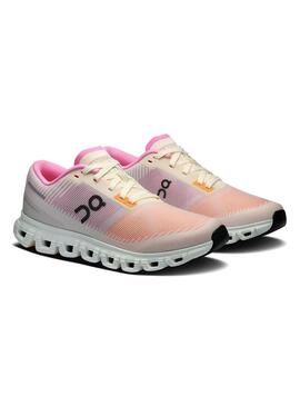 Sneakers On Cloud 6 rosa e arancioni per donna.