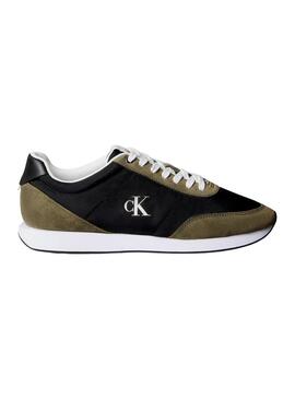 Sneakers Calvin Klein Jeans Retro Runner nere e verdi per uomo.