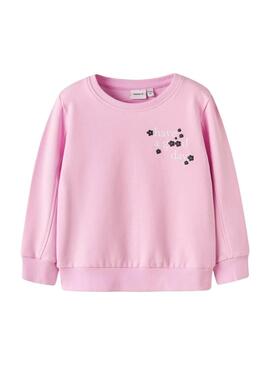 Felpa Name It Linka rosa con fiori per bambina.