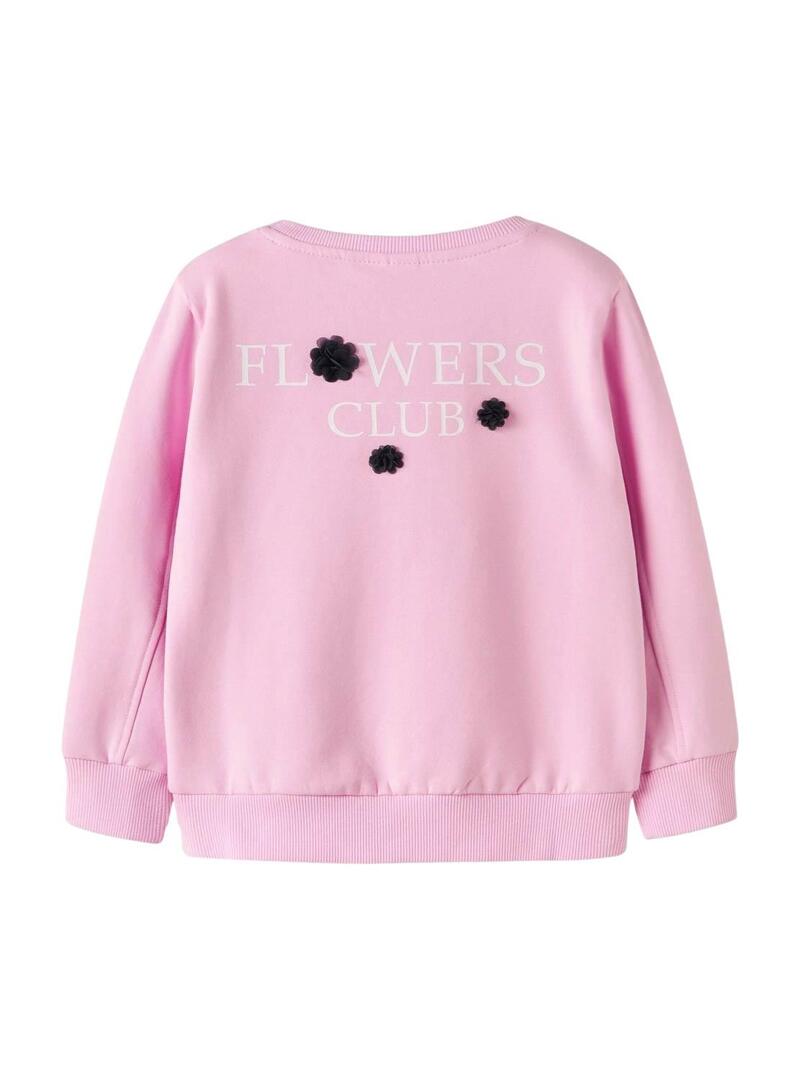 Felpa Name It Linka rosa con fiori per bambina.