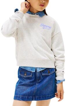 Felpa Tommy Hilfiger con logo Varsity grigia per bambina