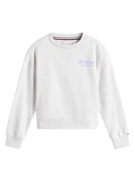 Felpa Tommy Hilfiger con logo Varsity grigia per bambina