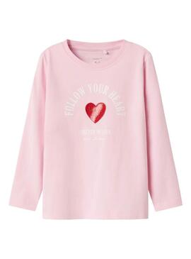 Maglietta Name It Lira rosa cuore per bambina