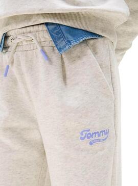 Pantaloni Jogger Tommy Hilfiger Varsity grigi ragazza