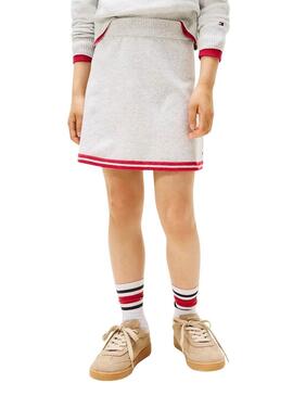 Gonna Tommy Hilfiger Varsity grigia in maglia per bambina